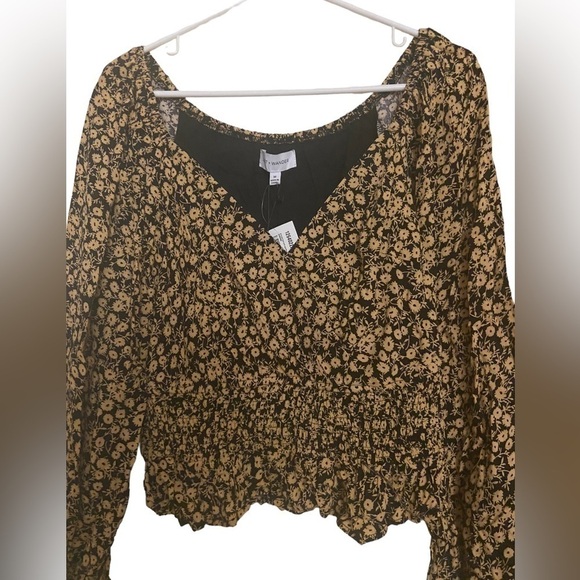 NWT Lost + Wander pick me golden hour smocked waist top - Picture 8 of 9